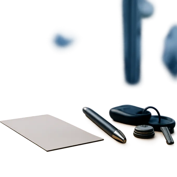 A blank cheque slip, truck keys and a small stack of coins on a desk, representing a Form 2290 credit or refund